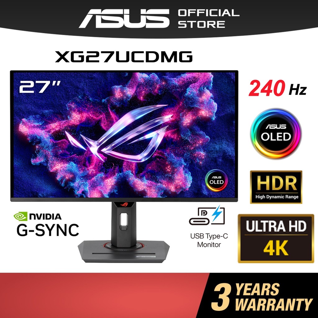 ASUS XG27UCDMG 27" ROG Strix OLED Gaming Monitor 4K UHD 240Hz G-Sync ...