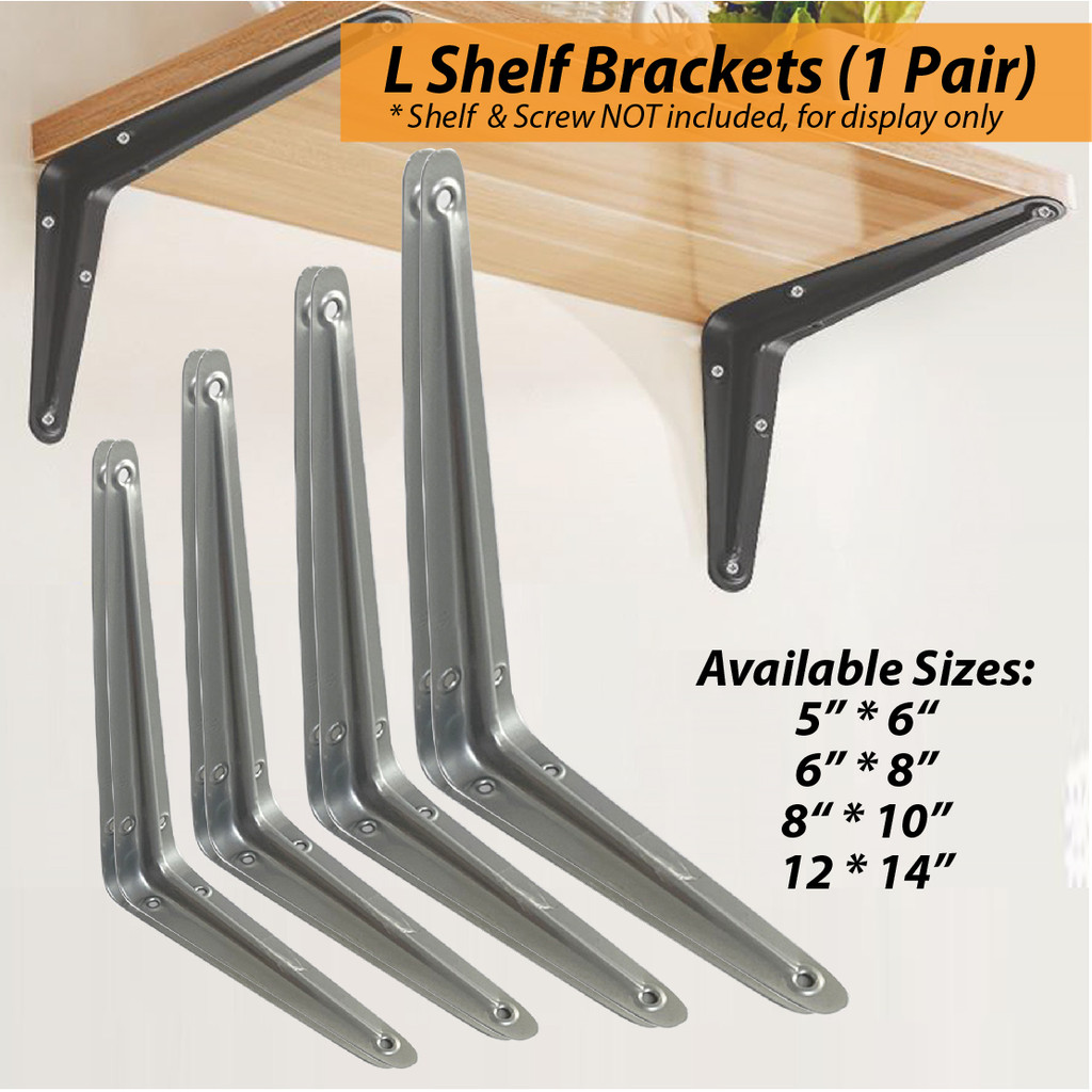 Home Organizer Storage L Bracket Light Duty Grey Wall Shelf Brackets ...