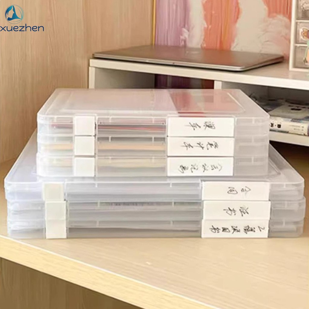 Clear A4 File Portable Project Case Plastic Paper Storage Container Box ...