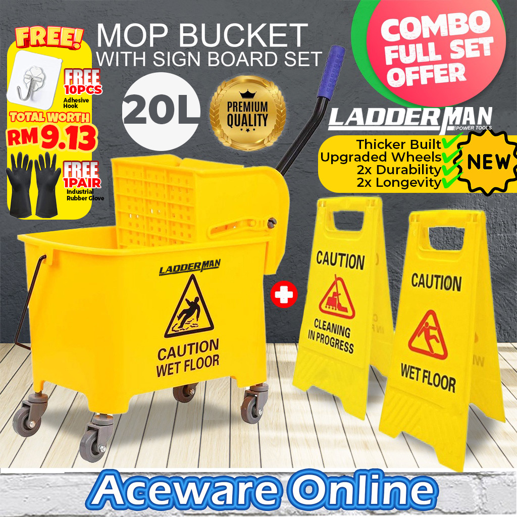 8068 Mop Cart Mop Cart Wringer Mop Pail Bucket With Castor 20L ...