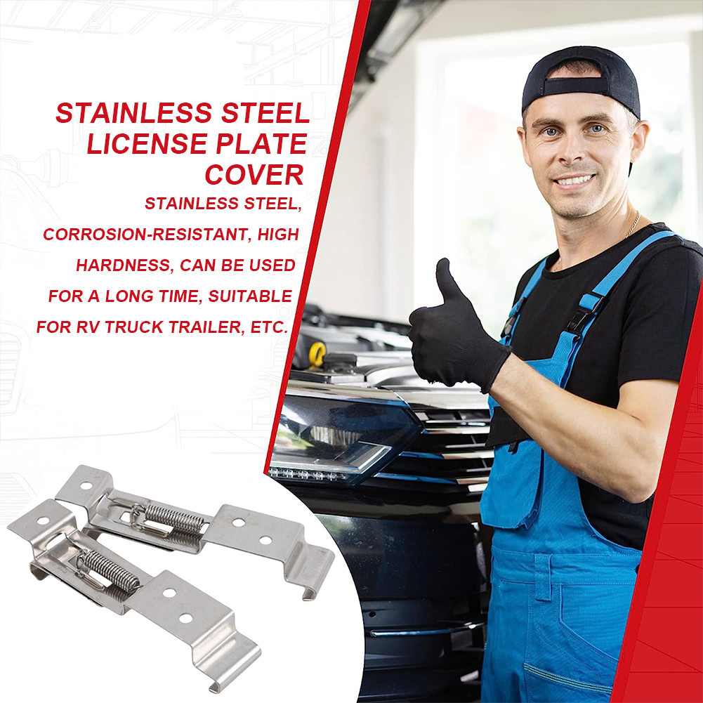 2Pcs Car License Plate Frame Holder Spring Loaded Car License Clamps ...