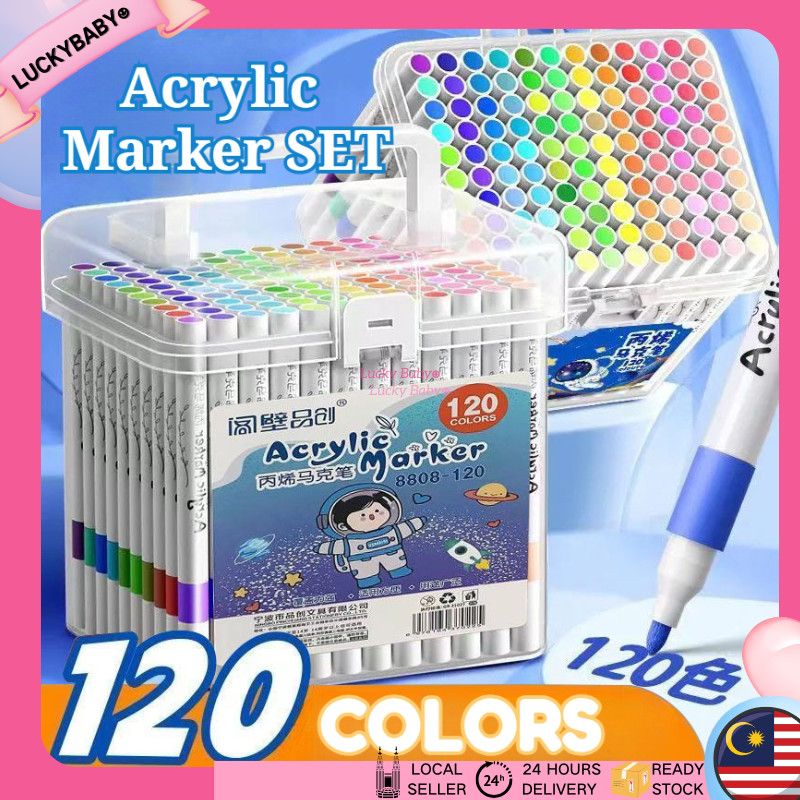 24/80/120 Colors Acrylic Markers Pens Set Paint Marker Pens Highlighter ...