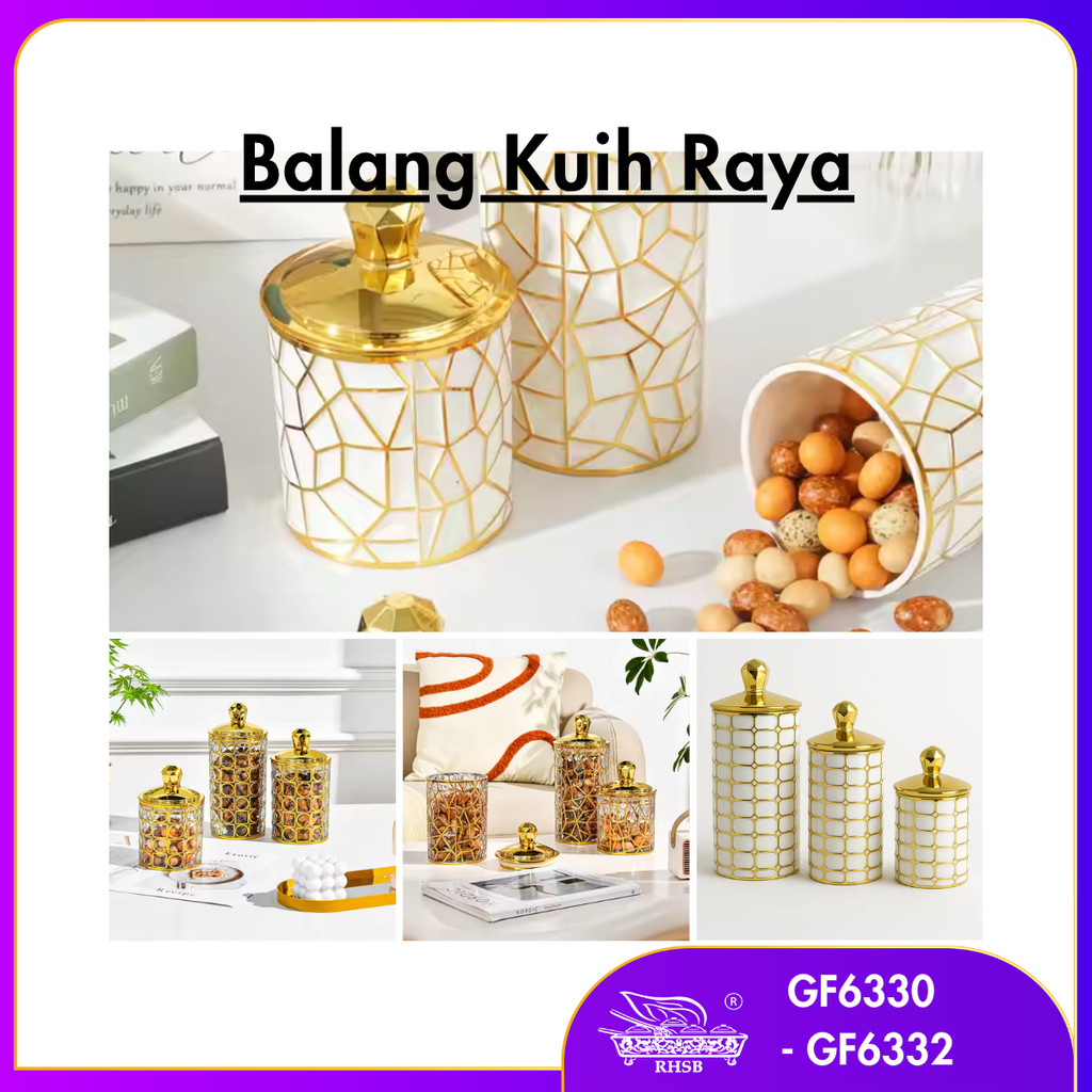 1 SET BALANG KUIH/ JAR CONTAINER/ ROUND GLASS JAR/ AIRTIGHT CONTAINER ...