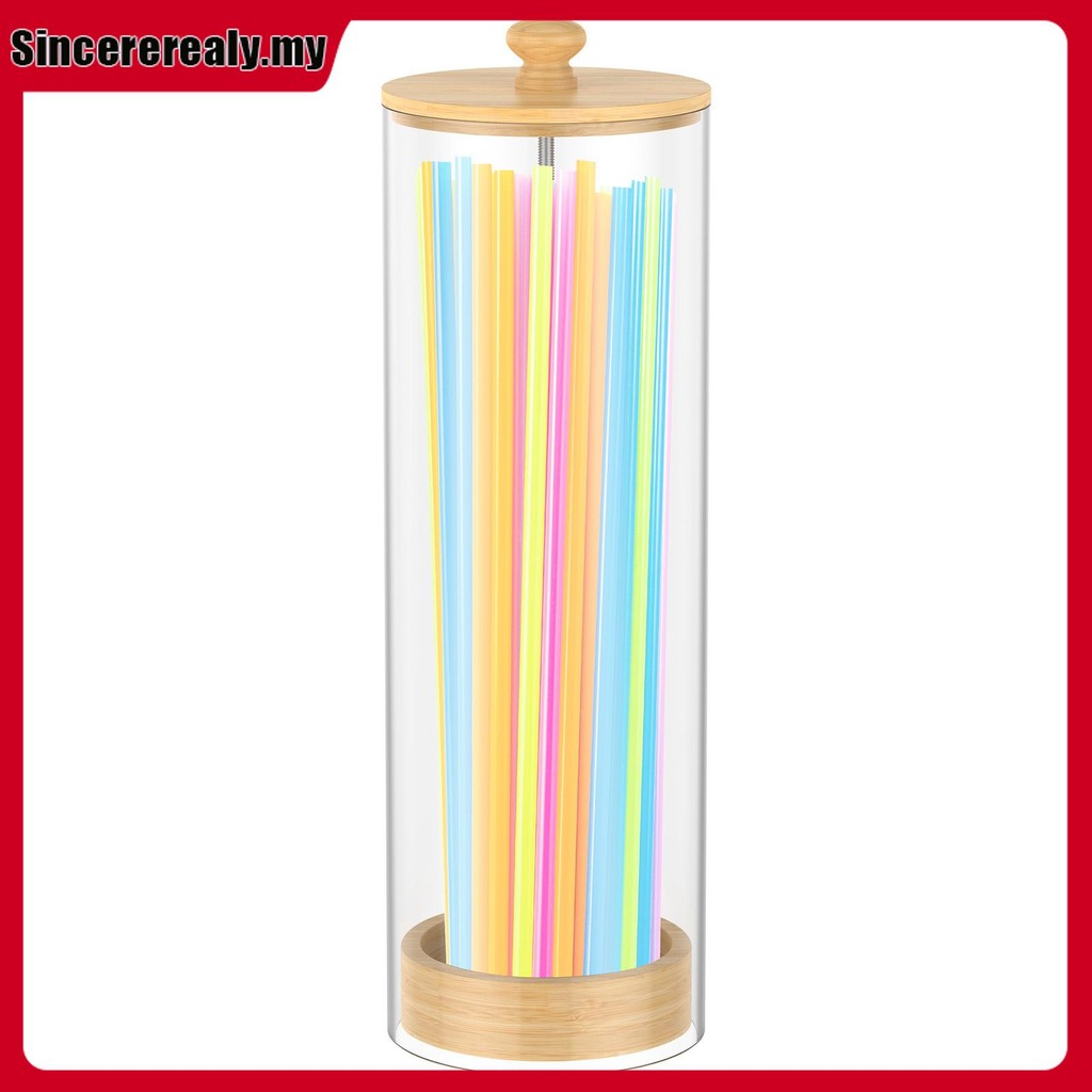 Acrylic Straw Storage Container Transparent Straw Holder Dispenser with ...