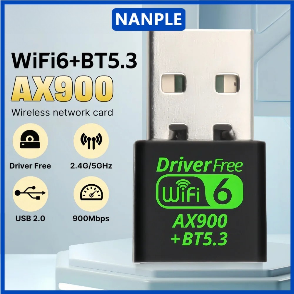 NANPLE AX900 WiFi USB Adapter Bluetooth 5.3 Dual Band 5G 2.4G 2in1 Wi ...