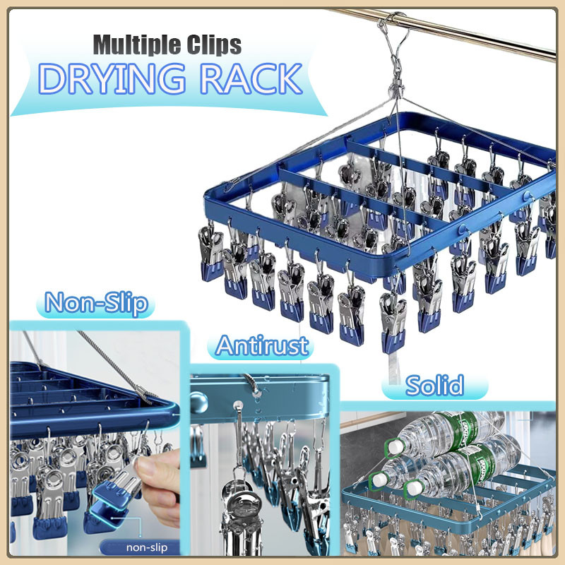 Aluminum Alloy Clothes Drying Rack Multiple Clips Multi-Functional ...