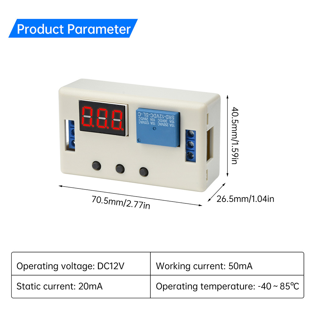 Pcbfun DC 12V Delay Timer Relay LED Digital Display Programmable ...