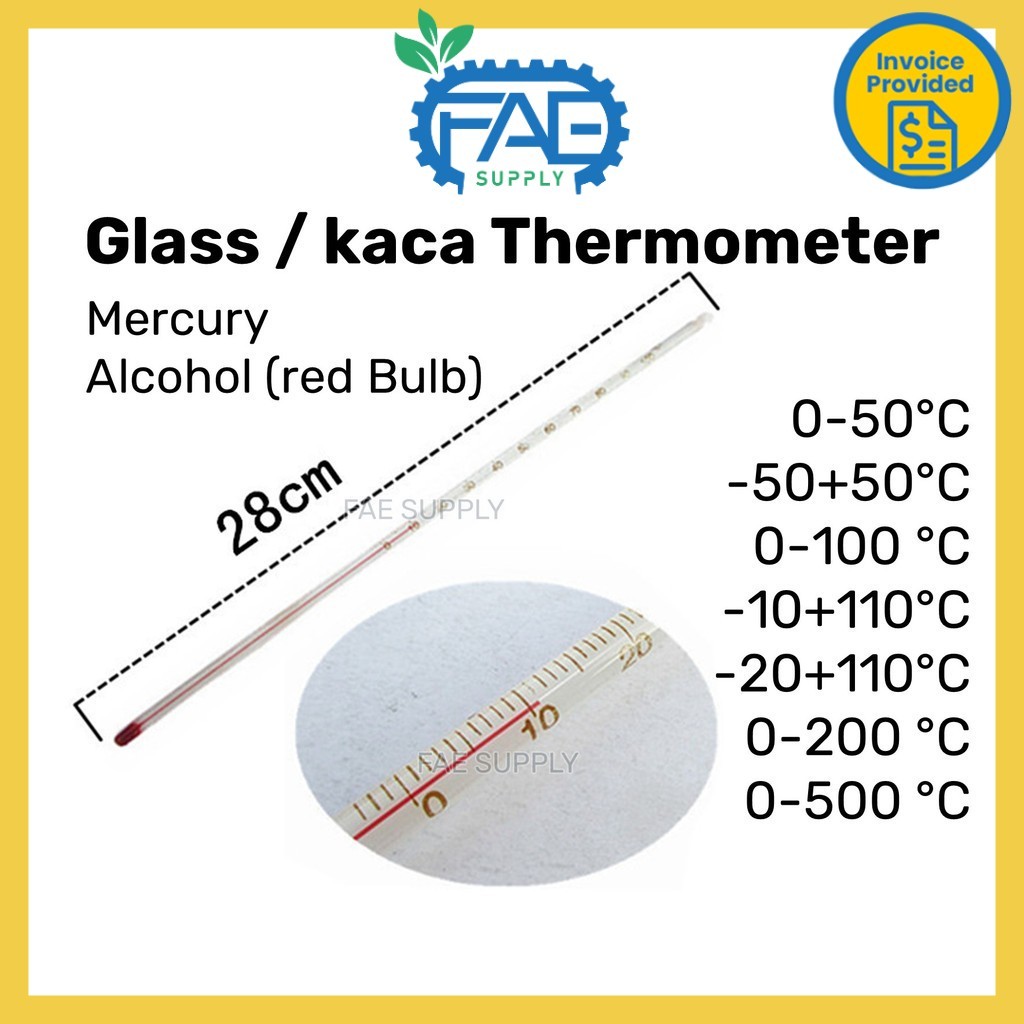 Glass thermometer 0-100 degree Celsius non mercury School Experiment ...