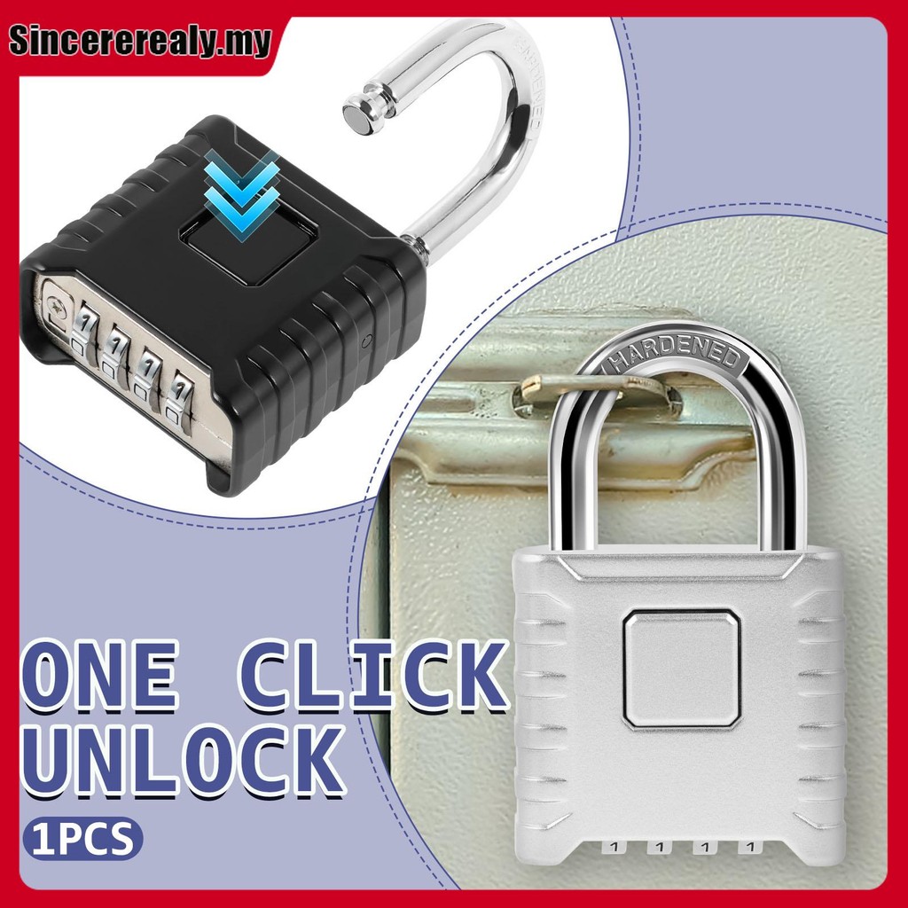 4 Digit Combination Lock Zinc Alloy Code Padlock Resettable Outdoor ...