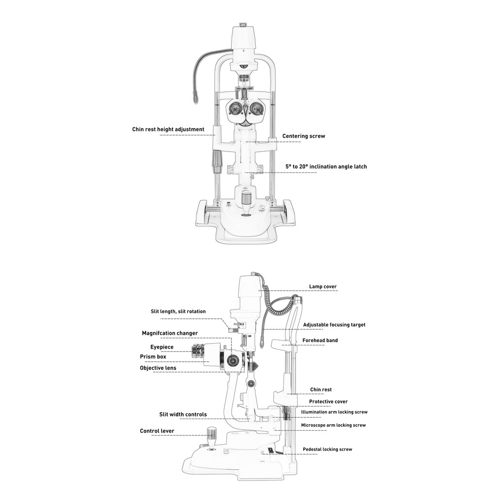 Five Magnifications Ophthalmology Slit Lamp Optometry Microscope with ...