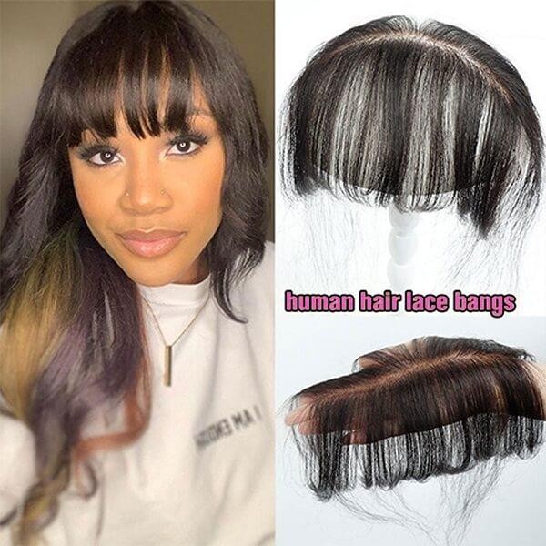 HD Lace Bangs Human Hair Air Fringe Front Bangs Virgin hair Lace Bangs ...