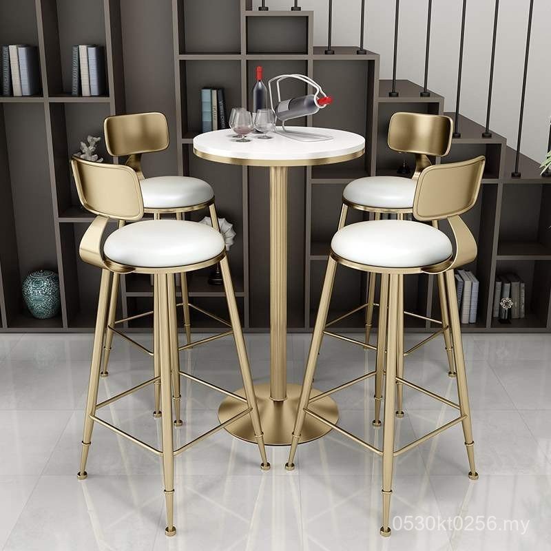 High Table Milk Tea Shop Round Table Household Round Marble Table Chair ...