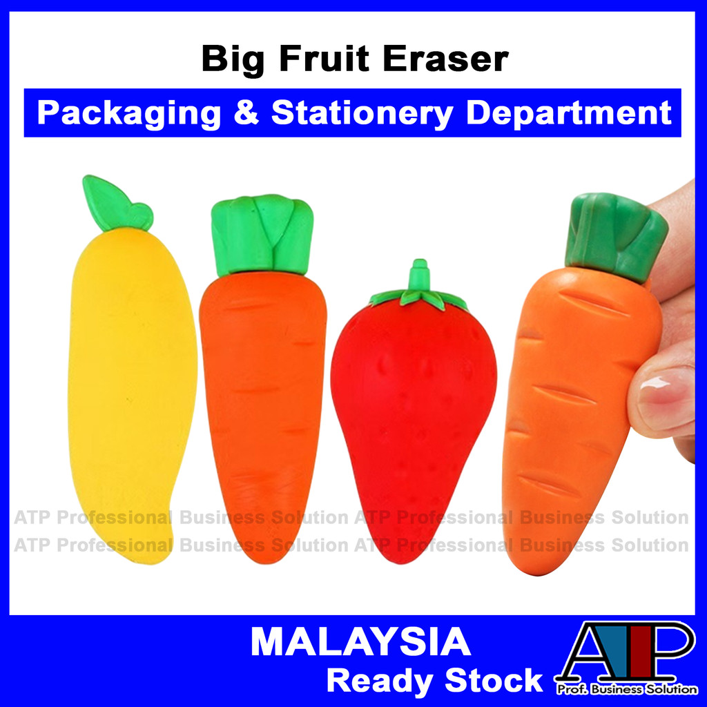 Stationery 📐 Pemadam Buah-Buahan Besar Big 3D Fruit Eraser Cute Carrot ...