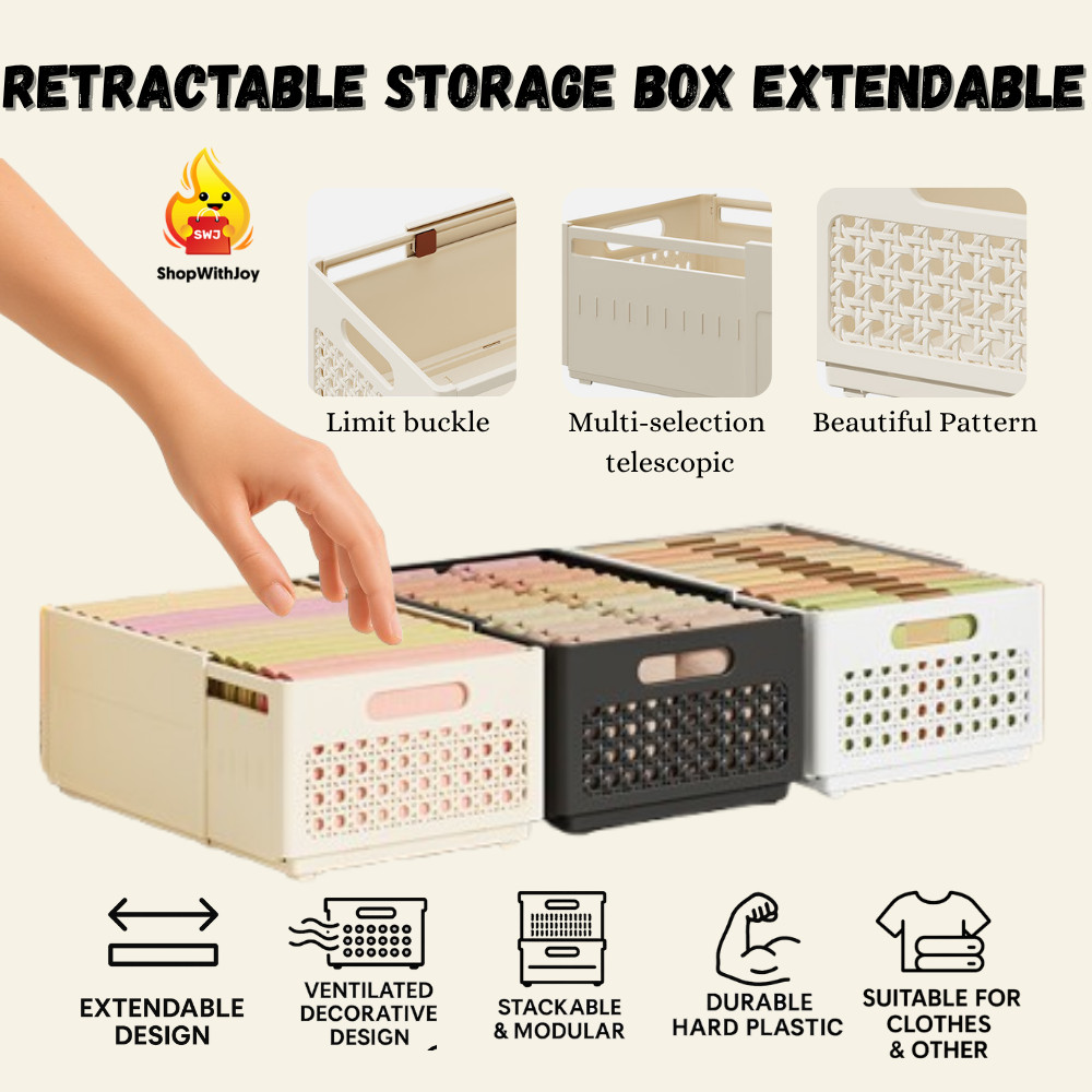 【ShopWithJoy】Storage Box Retractable Extended Plastic Drawer Clothing ...