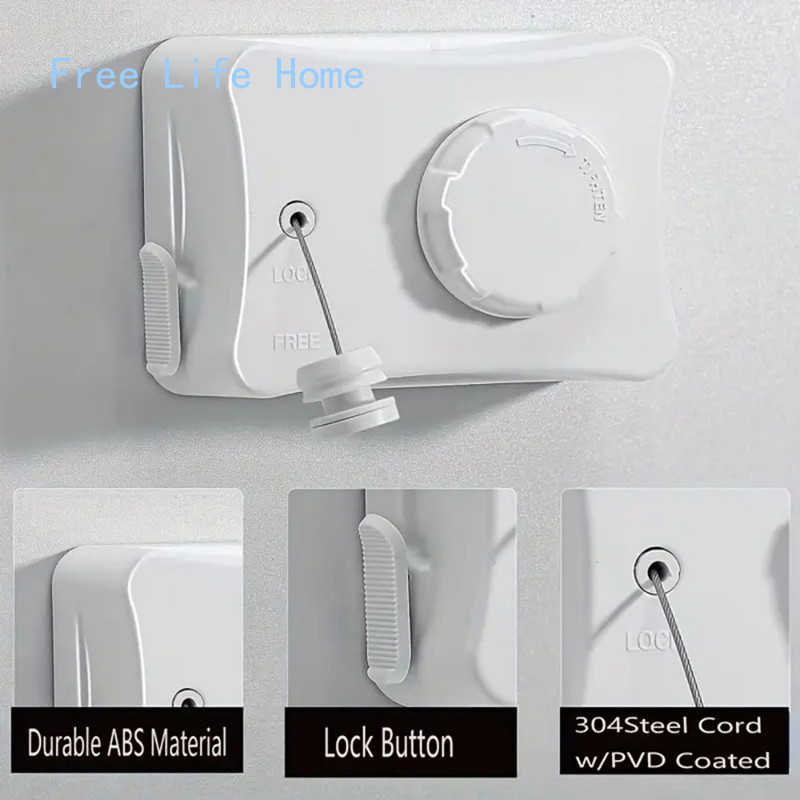 5.1m Retractable Clothes Horse Stainless Steel Cloth Wire Rope Non Slip ...