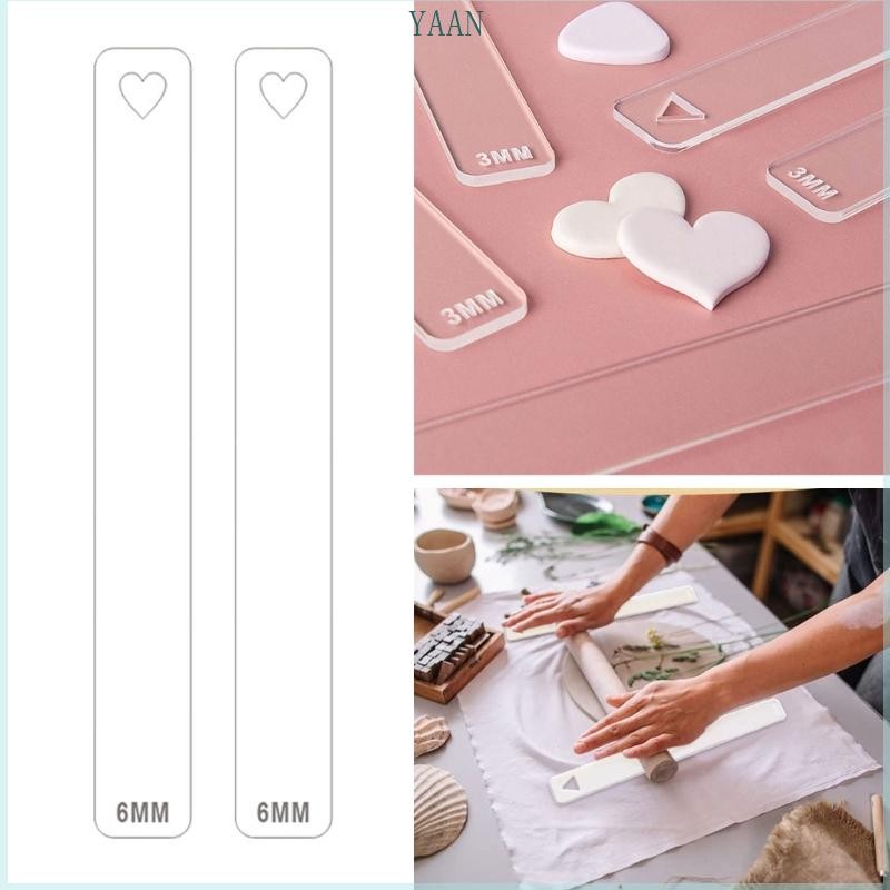 YAAN 2 3 4 5 6mm Clay Thickness Ruler Acrylic Roller Guide Rail Pottery ...