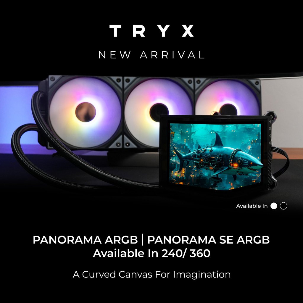 TRYX PANORAMA 240 / 360 L-SHARPED AMOLED SCREEN AIO LIQUID COOLER ...