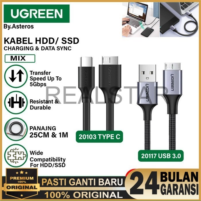 Ugreen 20117 Micro B USB 3.0 A to USB 3.0 Cable for Samsung/ External ...