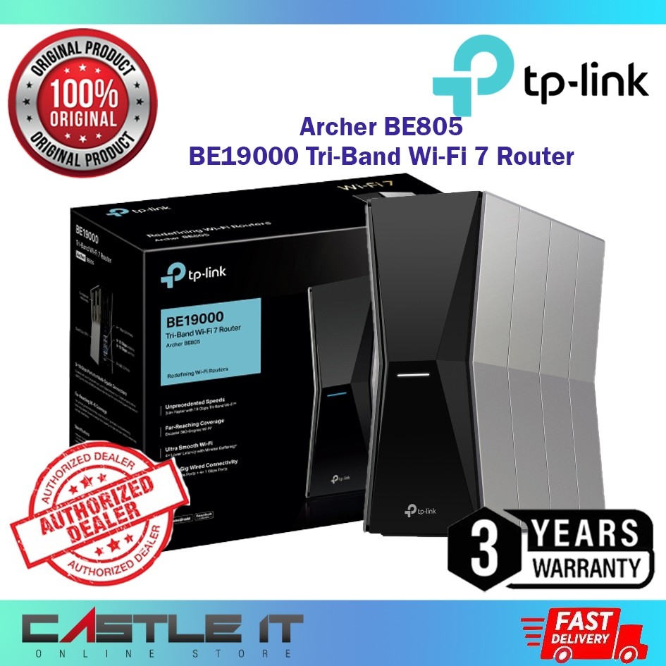 TP-Link Archer BE805 Router BE19000 Tri Band WiFi 7 10G x2 1G x4 MU ...