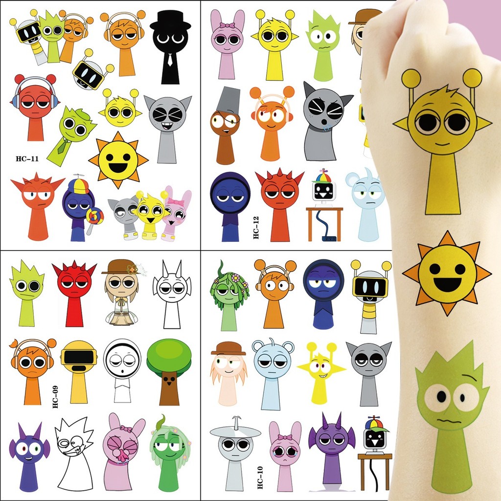 Incredibox Sprunki Waterproof Temporary Tattoo Sticker For Kids Toy ...