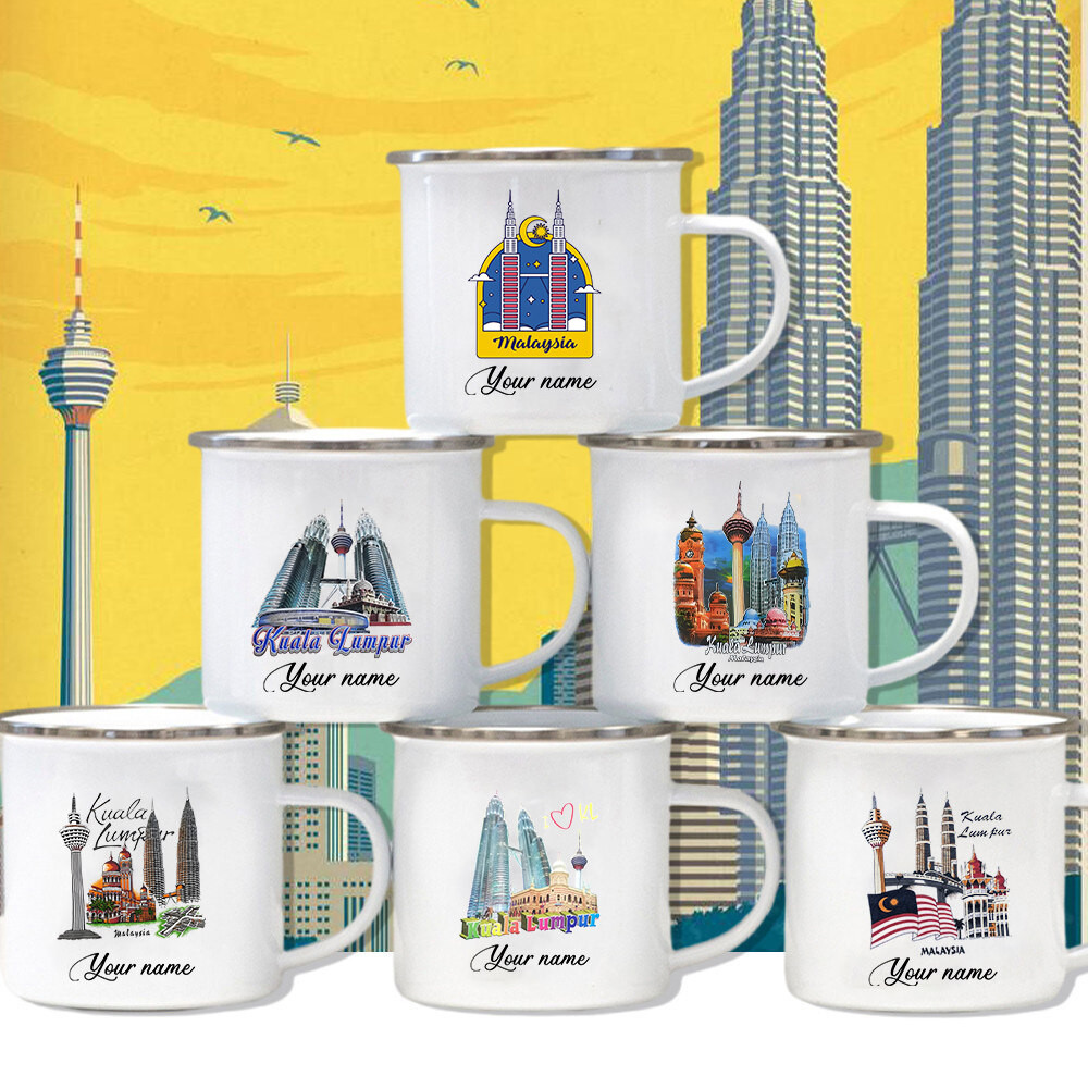 Custom Name Kuala Lumpur Print Enamel Mug Hari Merdeka Coffee Tea Cup ...