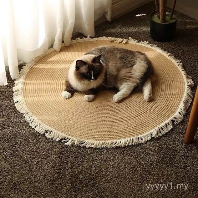 Permaidani Bulat Gaya Kayu Rumbai Bilik Tidur Anyaman Permaidani Tepi ...