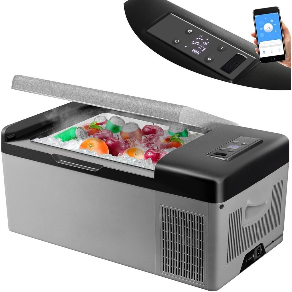 VEVOR 12 Volt Refrigerator 16 Qt, Gre,Portable Mini Car Fridge with -4 ...
