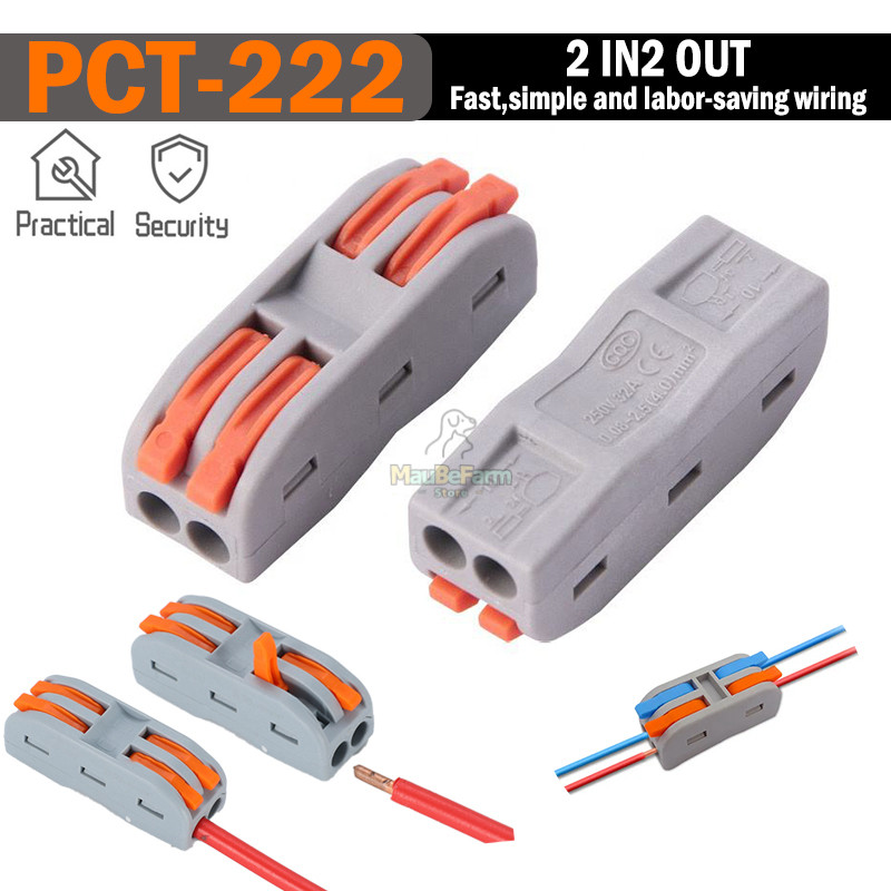 PCT-222 Circuit Inline Splices Connector 2line Parallel Terminal Push ...