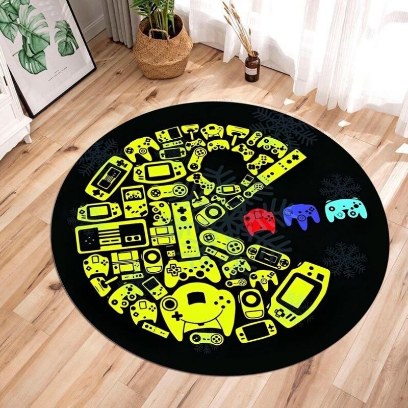 90s Classic Arcade Game Rug Video Carpet Gaming Round Rug Game Room ...