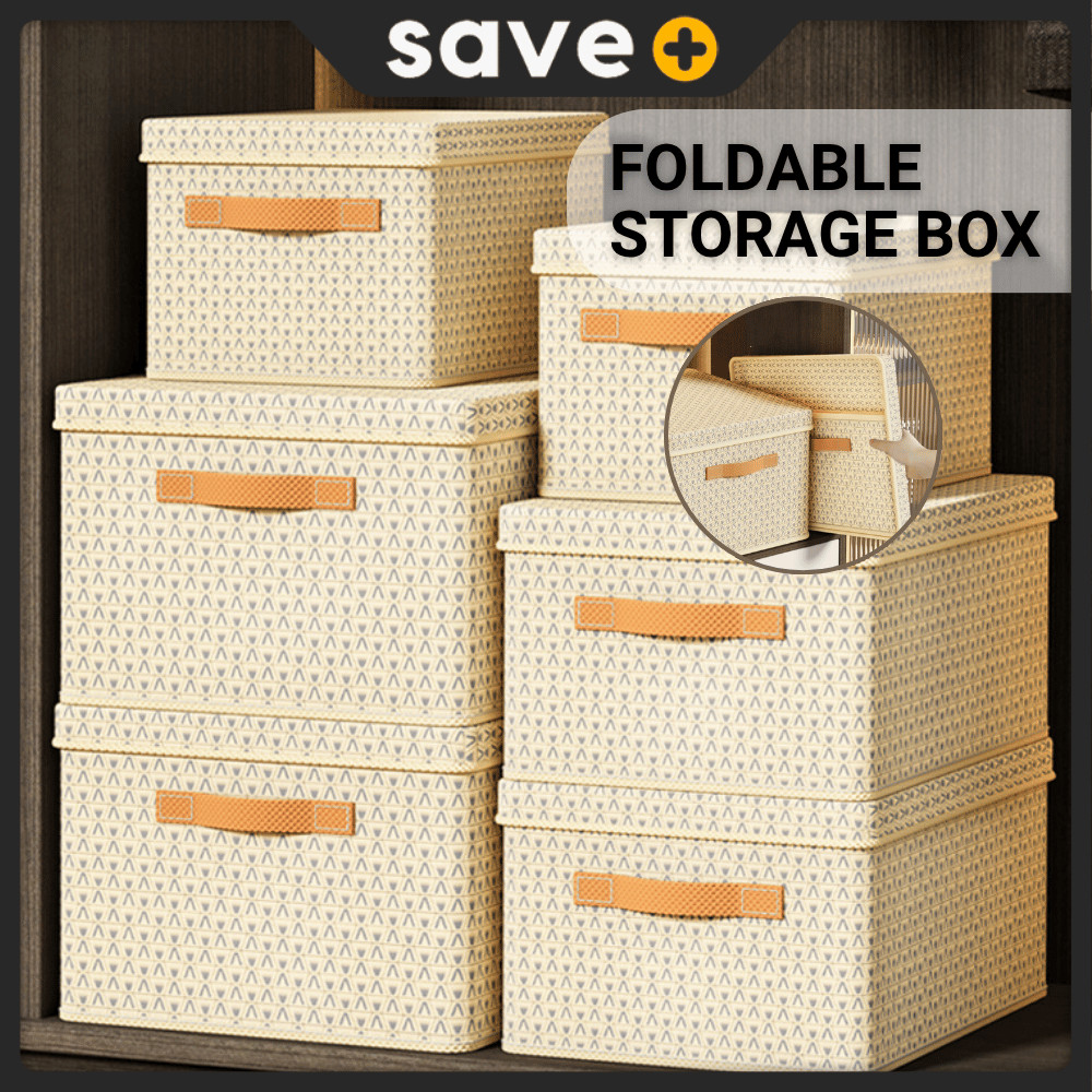 SAVE Stackable Storage Box With Cover Lid Large Foldable Box Closet ...