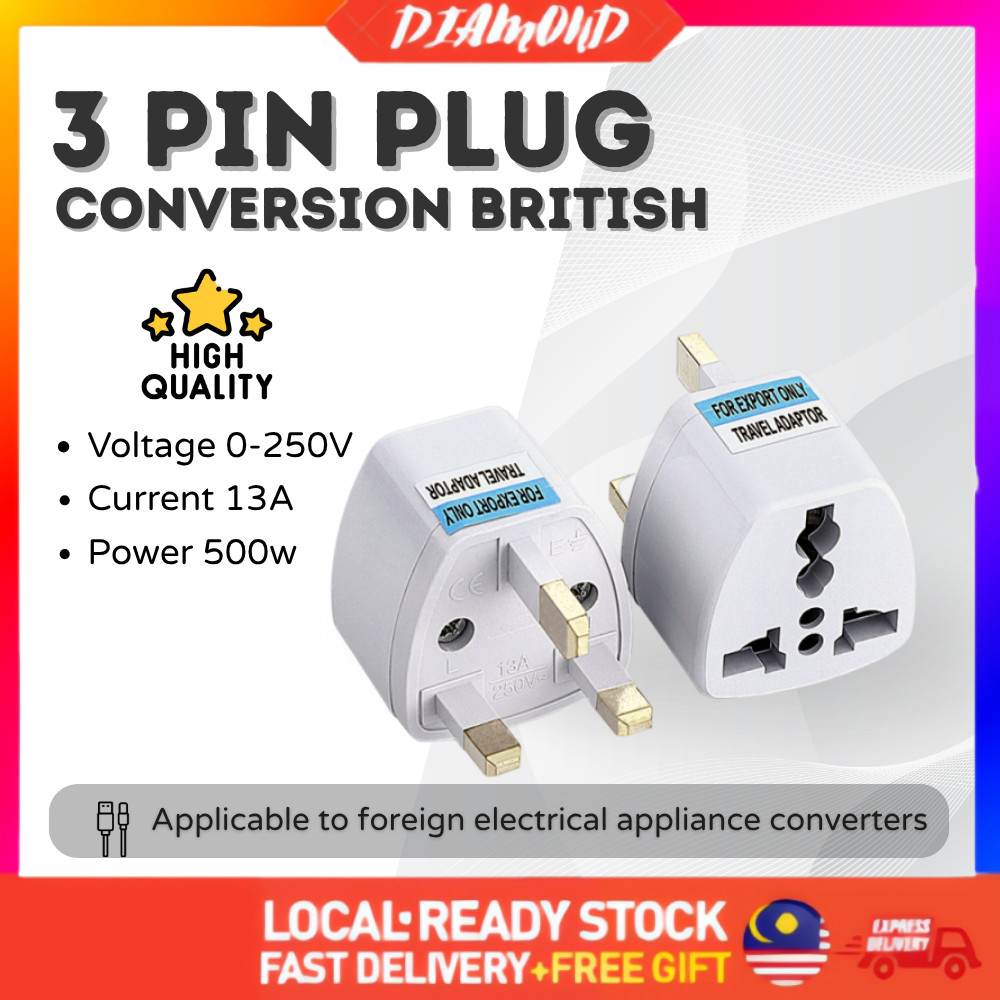3 Pin Plug Conversion British Socket China Adapter Travel Converter ...