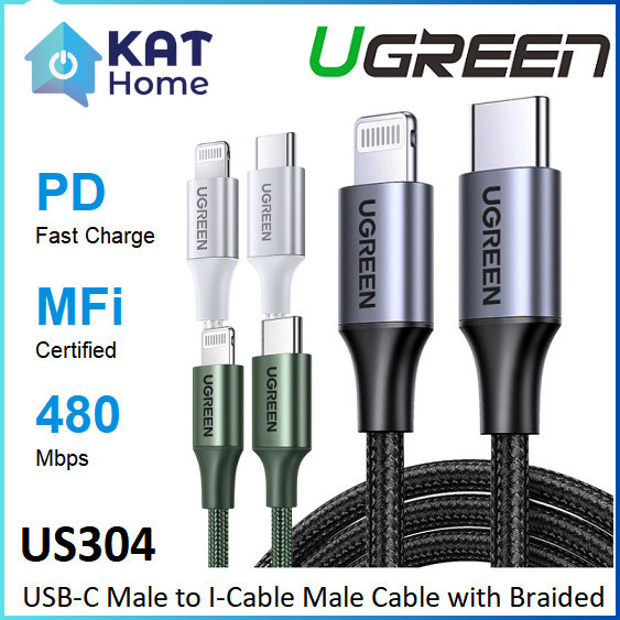 UGREEN US304 USB-C MALE TO I-CABLE MALE CABLE WITH ALUMINIUM SHELL ...
