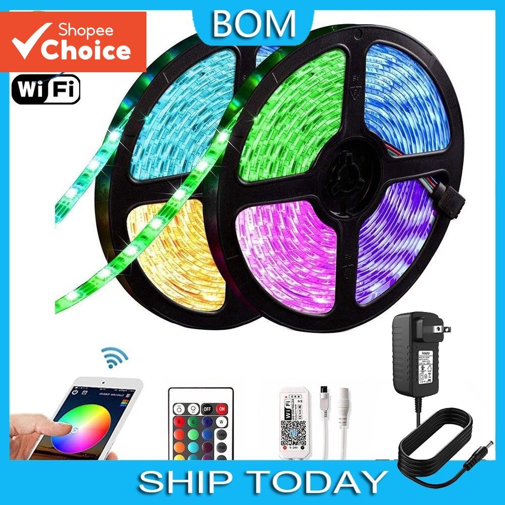 Multicolor RGB LED Strip Lights With 44-Key Remote & Power Adapter - 2835 Flexible Indoor Lights