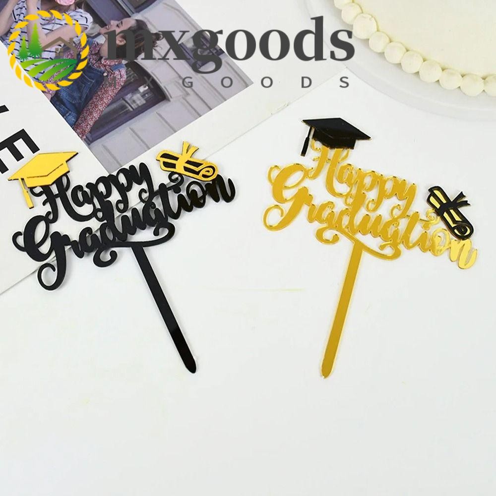 MXGOODS Happy Graduation Cap Cake Toppers, DIY Cartoon Congrats Cake ...