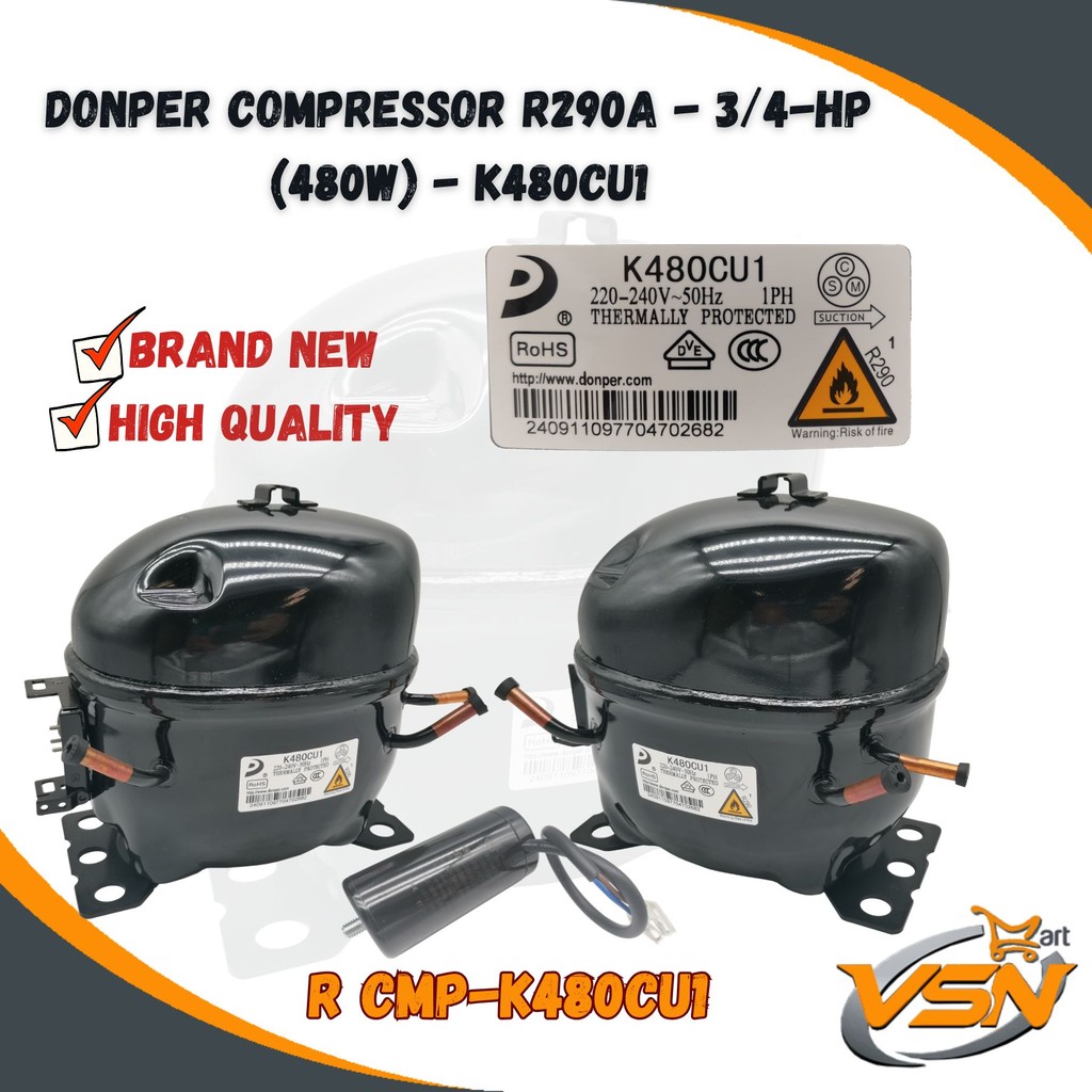 [READY STOCK]Donper Refrigerator Compressor | R290a | 3/4HP | 480W ...