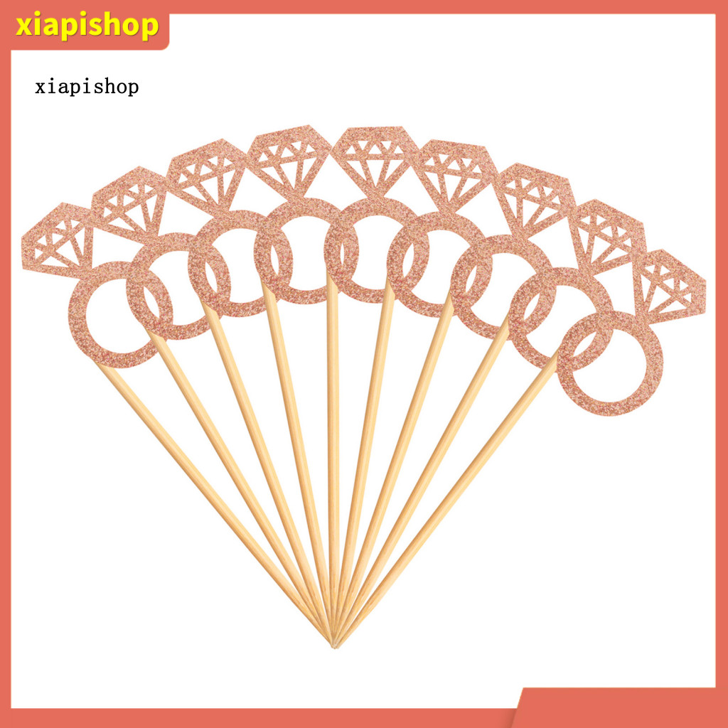 XPS Ring Cake Toppers Bridal Shower Cupcake Decorations Glitter Wedding ...