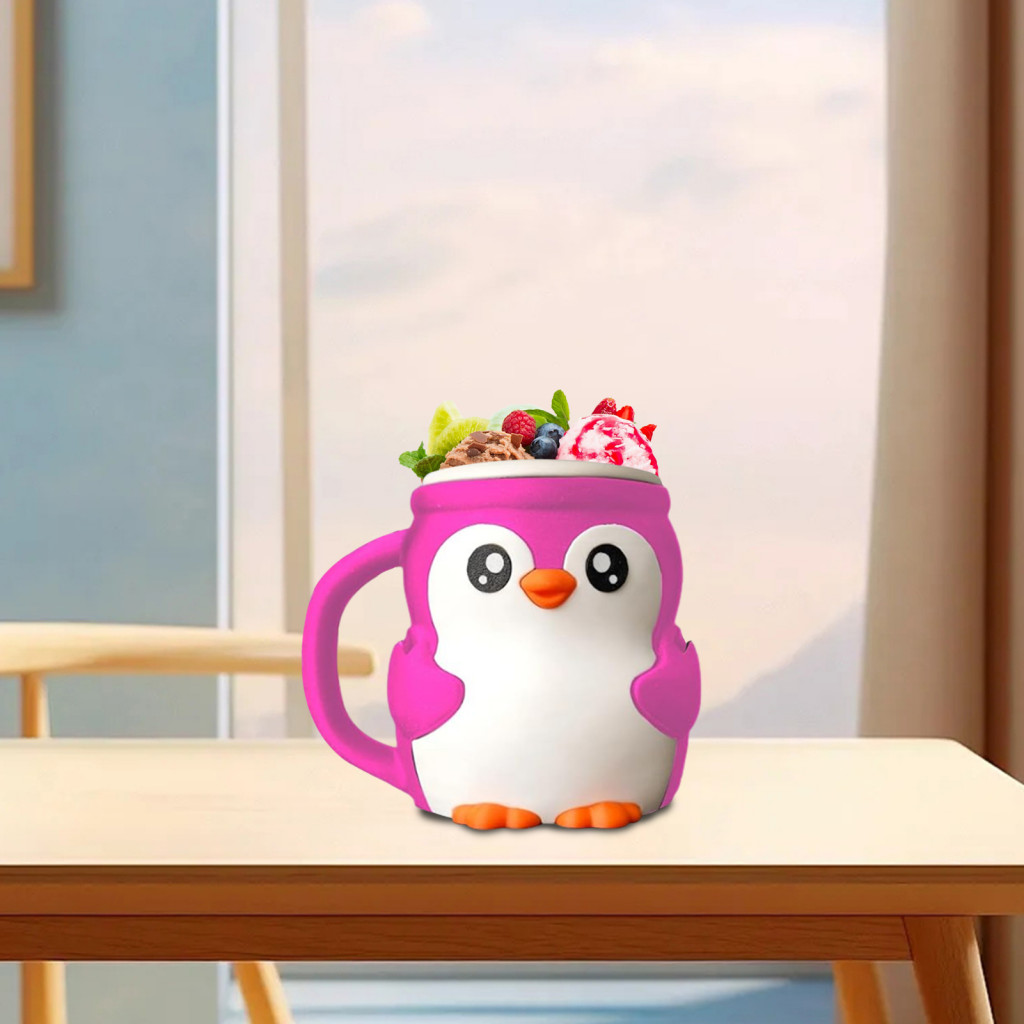 Penguin Eisbecher Halter - Wiederverwendbar Mit Geheimfach Und Löffelhalter