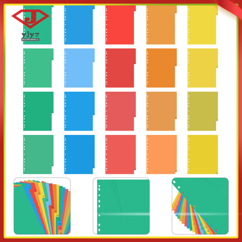 20 Pages Colored Plastic Classification Folder Dividers Insertable ...