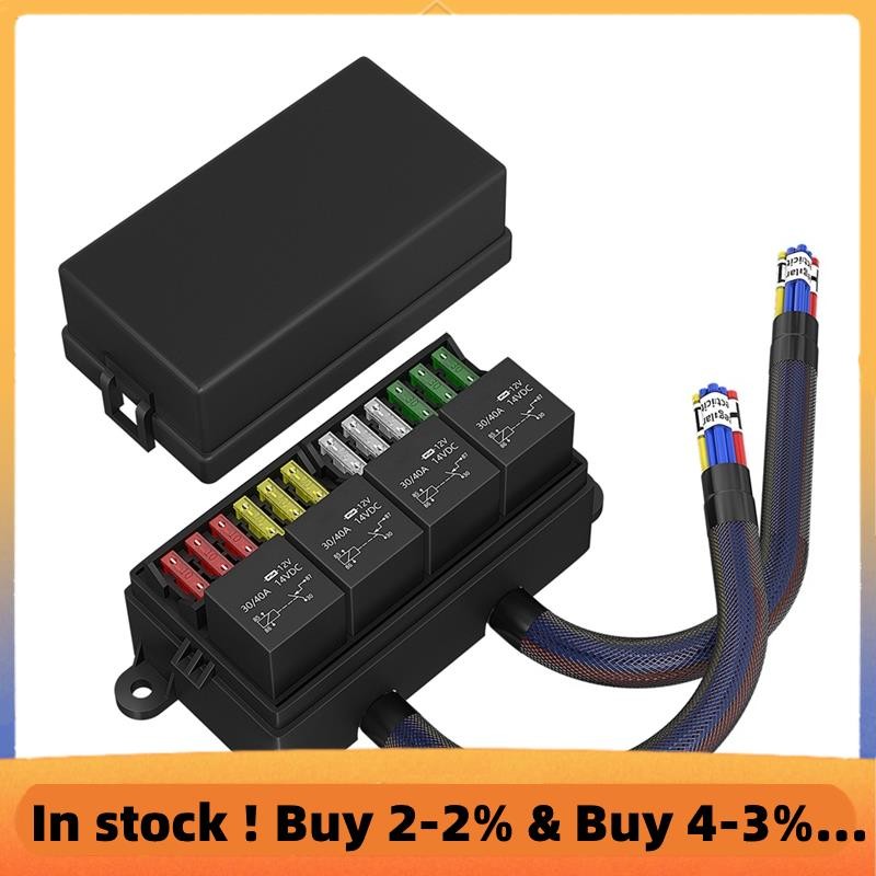 12V Fuse Relay Box Pre-Wired Fuse and Relay Box with 4 Relay 12 Way ATC ...