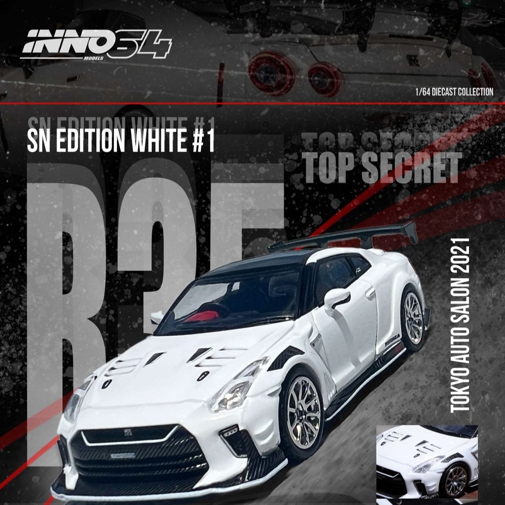 INNO 1: 64 Nissan GTR R35 TOP SECRET Tokyo Modified White Carbon Cover ...