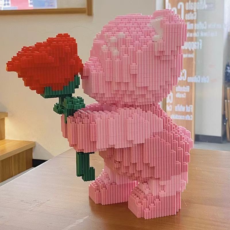 Extra Large Pink Bear Building Blocks with Flowers for Teachers and ...