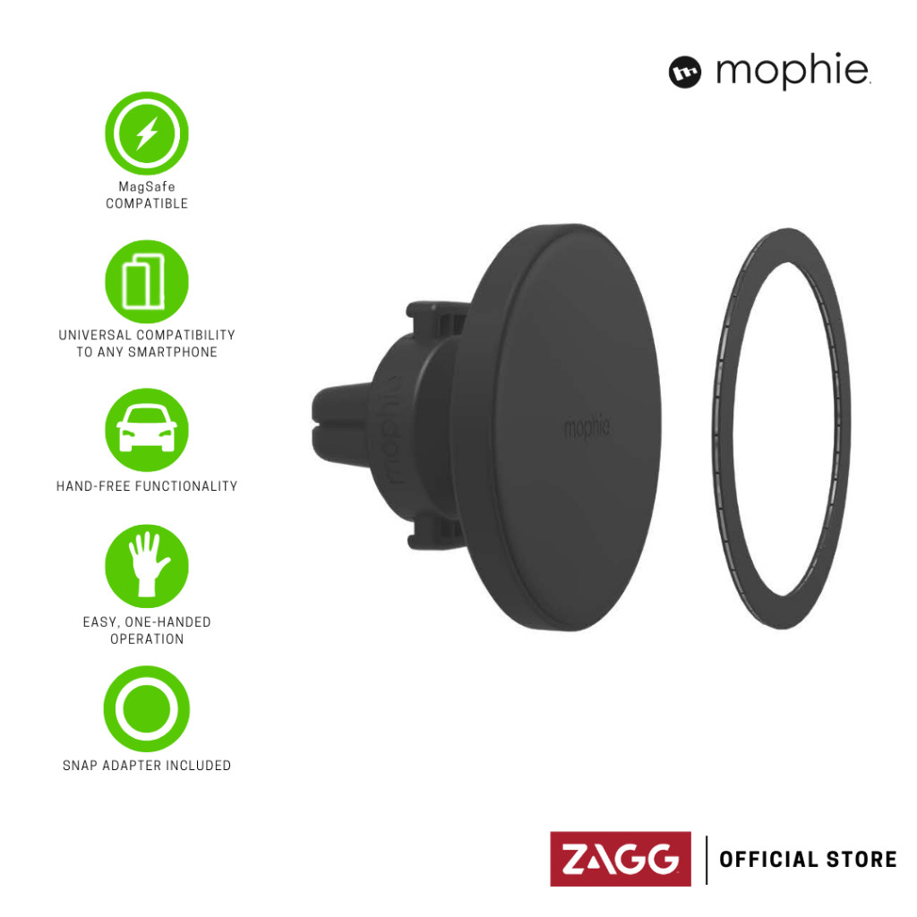 Supporto Magnetico Per Auto ZAGG Mophie Snap Vent – Universale Con Adattatore, Compatibile MagSafe E Qi, Nero - 2