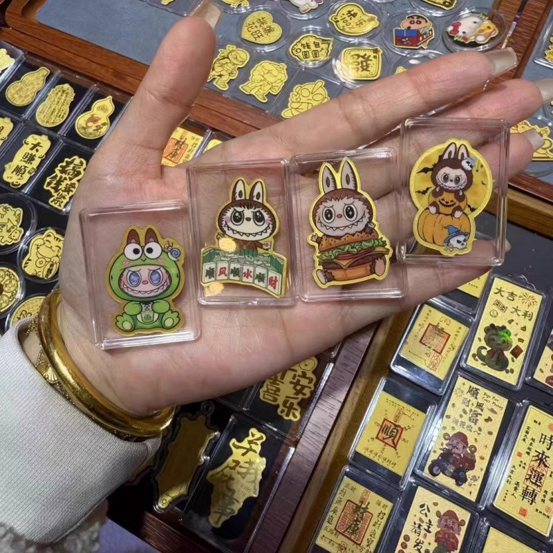 Pure Gold 999 Cartoon Color Mobile Phone Sticker 2mg Labubu Series Live ...