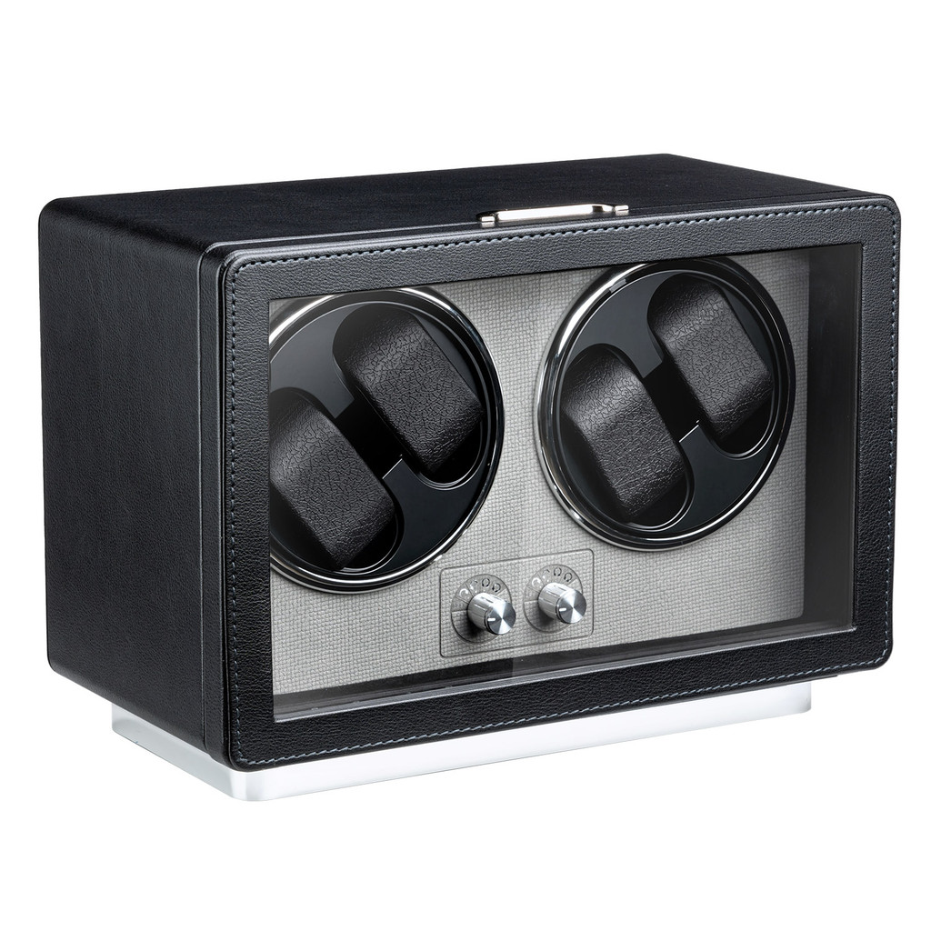 LED Light Rectangle PU Leather Automatic Watch Winder With 4 Watch ...