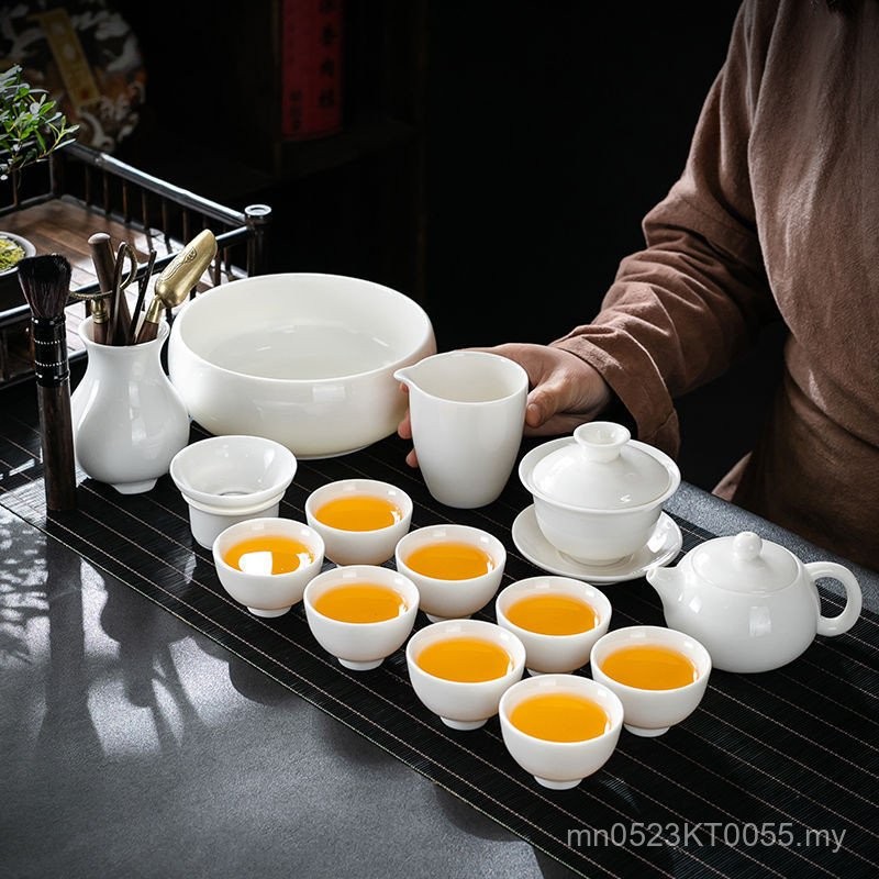 24 Collection 70 Tea Set Family Full Set Household Jade Porcelain Tea ...