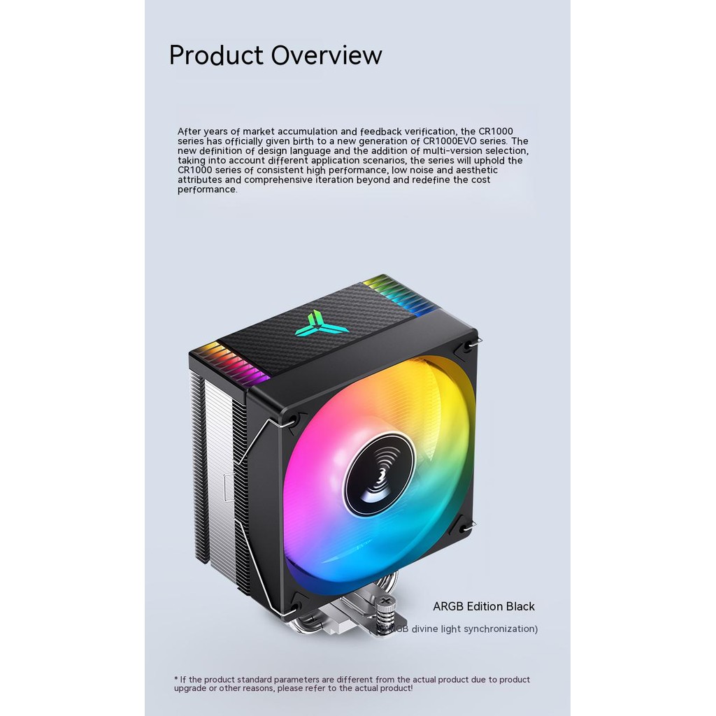 JONSBO CR-1000EVO CPU Cooler 120mm ARGB PWM Gaming Fan 4 Heat Pipes TDP ...