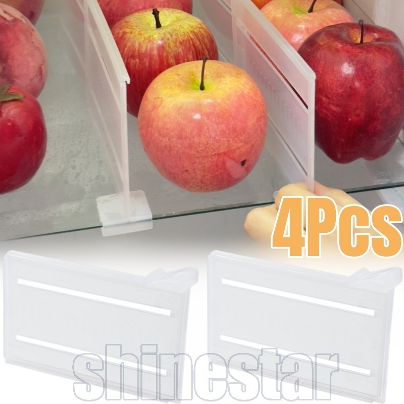 4Pcs Fridge Retractable Partition Boards - Shelf Organizer - Snap-on ...
