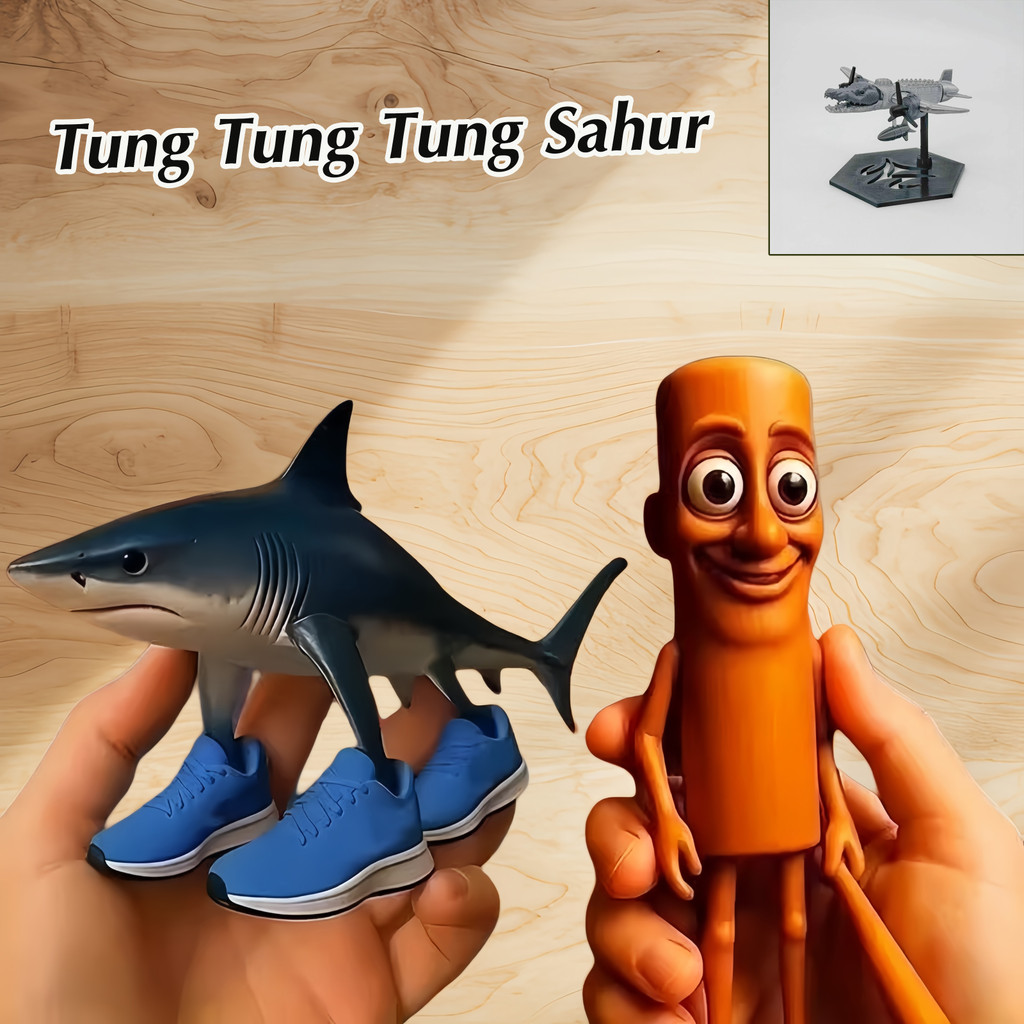 Figurine 3D Tung Tung Tung Sahur - Articulée - Décoration De Bureau - NEUF
