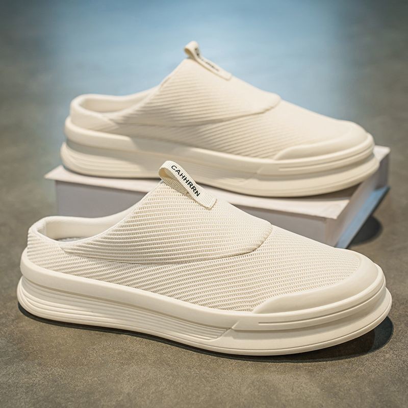 Half Slippers Men's Summer Outer Wear Breathable Men's Slip-On Heelless ...