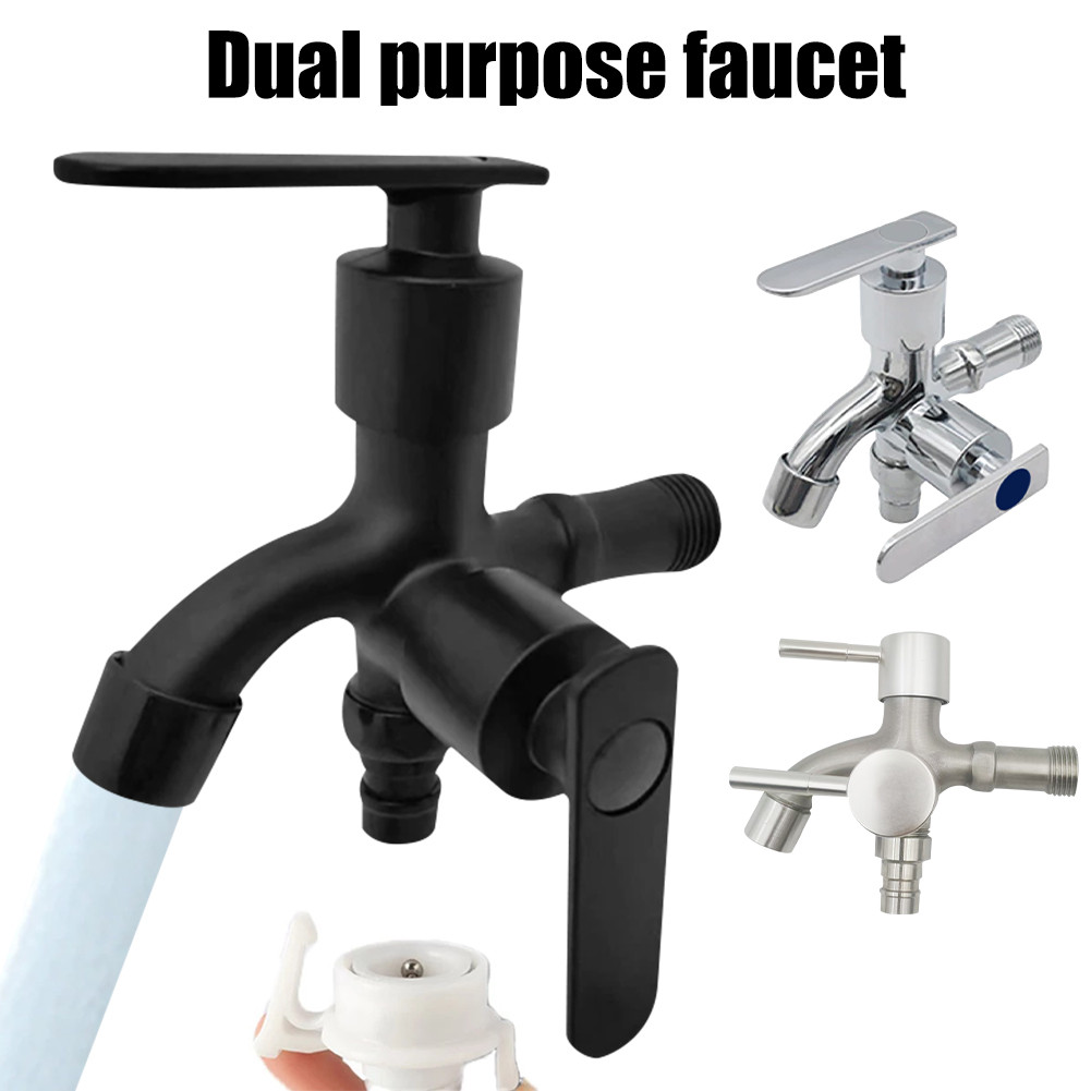 Stainless Steel Two Way Tap Double Outlet Faucet Double Tap Faucet ...